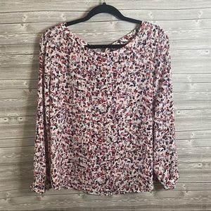 🐝 Loft Long Sleeve Multi-colored Blouse with Bow